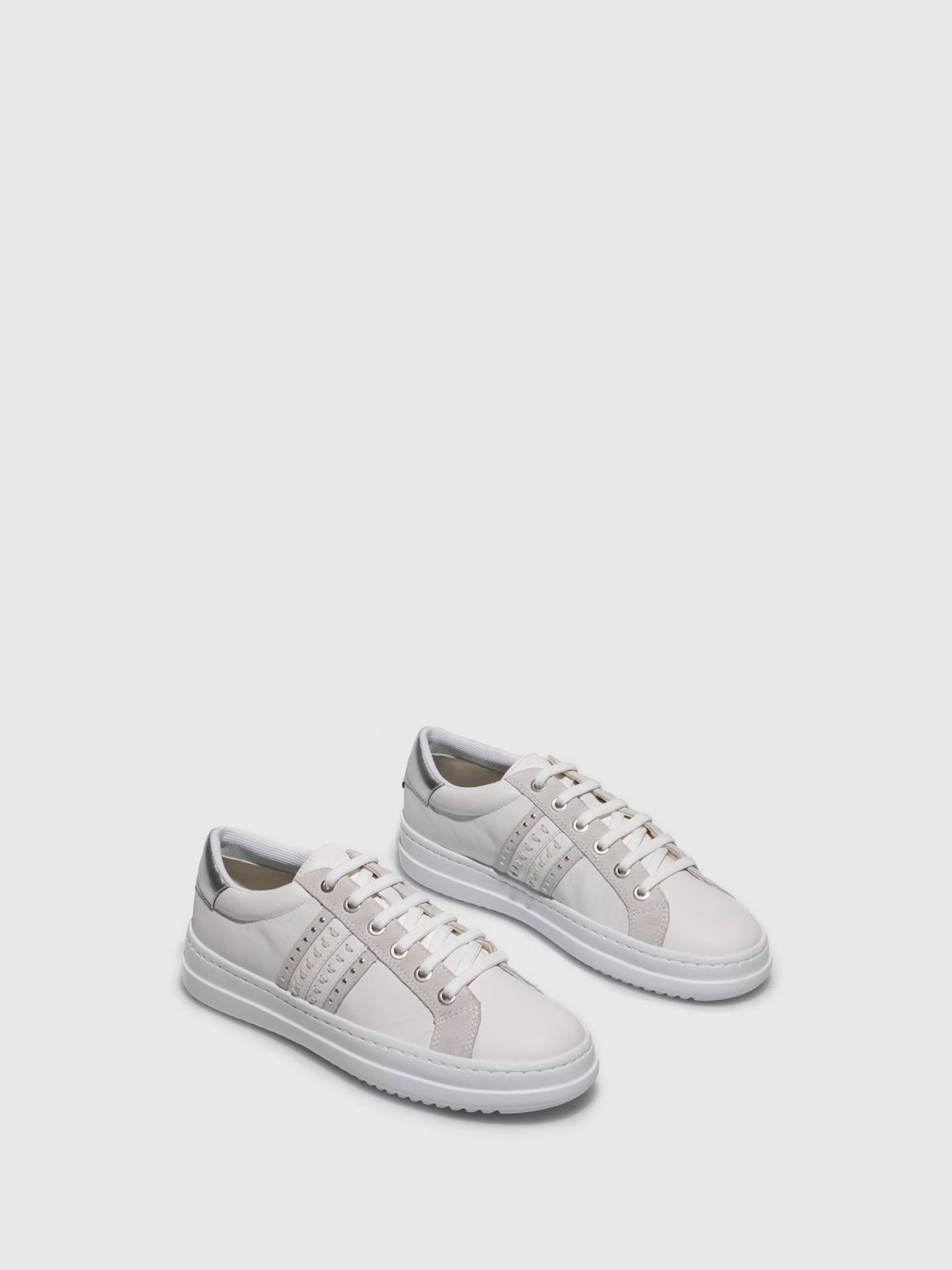Geox Gray White Lace-up Trainers